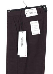 Calvin Klein Herren Slim-Fit Infinite Stretch Anzughose weinrot kariert 36x30 Neu mit Etikett - Bild 1 von 6