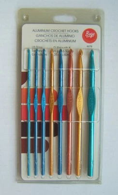 NEW Boye Crochet Hooks Set 8 Sizes 3.25-6.5mm (D-K) Aluminum WRIGHTS Made in USA - Image 1 of 3