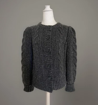 Gap Cardigan Sweater Women’s (M Tall) Dark Gray Heather Cotton Blend Cable Knit - Image 1 of 4
