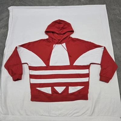 Usado en Excelente Condición Para Mujer MEDIANO Adidas Originales Gran Trifolio Sudadera con Capucha Rojo Logo Sudadera FS1307 Foto 1 de 4