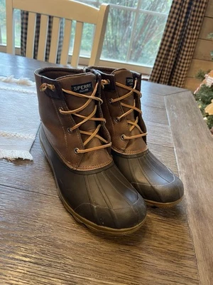 Botas Sperry Impermeables Cuero Superior Pato Para Mujer Talla 9M Marrón Top-sider Foto 1 de 4