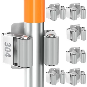 6 Pack Broom Holder Wall Mount Stainless Steel Mop Hanger Organization Heavy ... - Picture 1 of 6