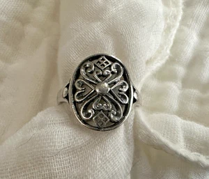 Vintage Sterling Silber filigran Herz Band Ring Gr. 7,5 - Bild 1 von 8