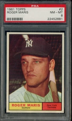 1961 Topps Baseball #2 Roger Maris New York Yankees PSA 8 casi nuevo-como nuevo Foto 1 de 2