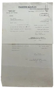 Mandatory Palestine Railways LETTER from 1939, Haifa Station - Picture 1 of 3