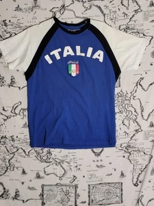 T-shirt Italia Calcio Uomo M Blu Bianco Raglan Grafica U.S. Moda Outfitters - Foto 1 di 9