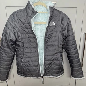 Girl's The North Face reversible puffer  TEAL blue jacket, size M  10/12 Fleece - Picture 1 of 8