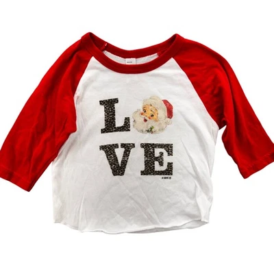 女宝宝红色白色圣诞老人爱拉格兰棒球 T 恤 12-18 个月圣诞节 — 第 1/4 张图片