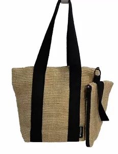 Wacoal Jute & Cotton Double Strap Tote With Detachable Matching Wristlet Pouch - Picture 1 of 22