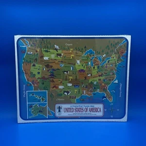 Vtg 1968 Frame Tray Puzzle Map Of United States Of America 75902-1 Rainbow Works - Picture 1 of 4
