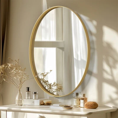 Elegant Gold Wall Mirror Aluminum Framed Oval Accent Mirror Entryway Living Room - Image 1 of 4