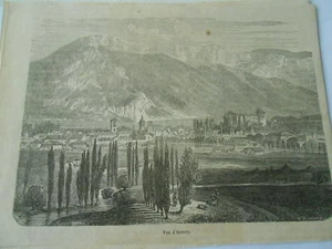 Gravure 1865 - Vue d'Annecy en Savoie - Picture 1 of 1