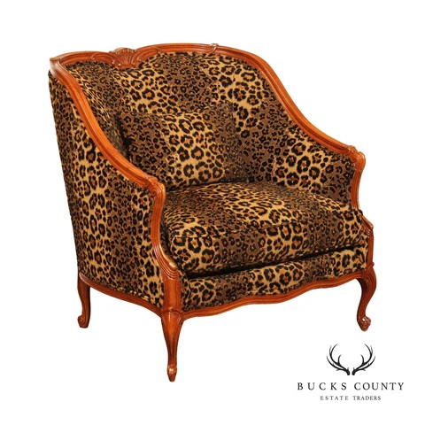 French Louis XV Style Cheetah Print Upholstered Bergere Or Settee Cover