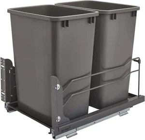 Rev-A-Shelf Double Pull Out Trash Can ORION GRAY 53WC-1835SCDM-213 - Picture 1 of 4