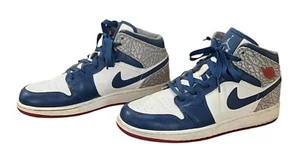 Air Jordan 1 Mid True Blue GS White/Fire Red-Cement Grey 554725-107 Youth Sz 7Y - Picture 1 of 15