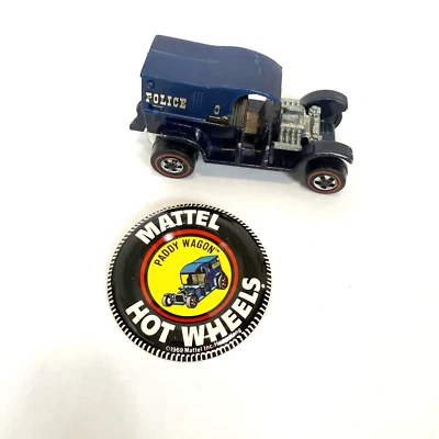Vintage Hot Wheels Redline 1969 Police 3 Paddy Wagon Mattel With Button - Image 1 of 4