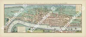 antique old Londinium Elizabethan Tudor London map Agas Wallis art poster print - Picture 1 of 20