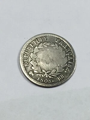 Moneda Francia Medio Franco Primer Imperio1808 BB Plata Foto 1 de 3