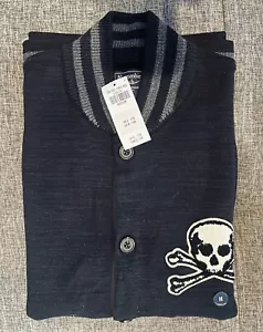 NWT-Abercrombie and Fitch black button-down jacket with skull head Sz M - Picture 1 of 6