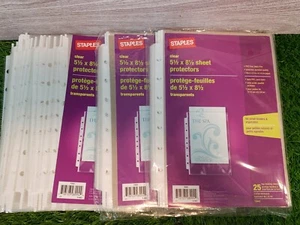 96 Staples 5-1/2" x 8-1/2" Sheet Protectors Clear - 2 packs of 25 and 46 loose - Picture 1 of 3