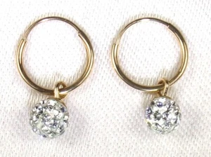 10k Yellow Gold .417 Fine Round Hoop Huggie Earrings With Dangles - Picture 1 of 11