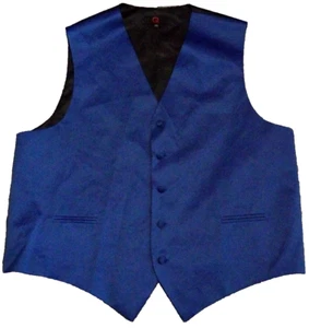Brand Q Vest Mens Size 2XL XXL Blue Solid Black Dress Tux Tuxedo Suit Formal - Picture 1 of 5