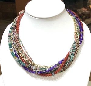 Carolyn Pollack Sterling Brass Copper Multi Gemstone Southwestern Bead Necklace - Picture 1 of 12