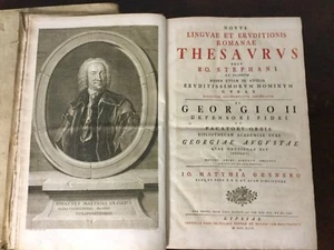 ESTATE Linguae Latinae Thesaurus Matthia Gesnero I & II Vellum - Imagen 1 de 12