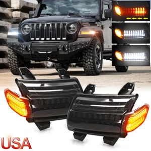 LED Turn Signal Lights Sequential Bumper Lamp For Jeep Wrangler JL Sahara 2018+ - Picture 1 of 16
