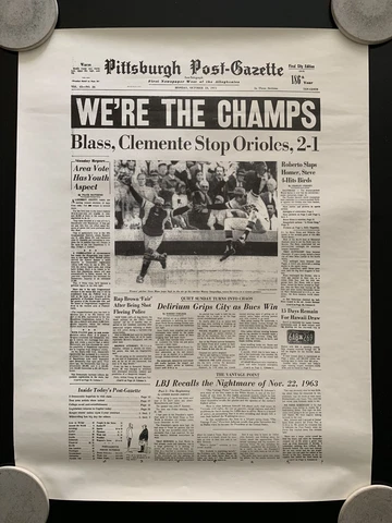 Pittsburgh Post-Gazette Pittsburgh Pirates We're The Champs Reproduction Poster Cover