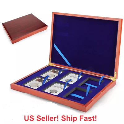 Solid Wood Display Storage Box Case for 6 Certified Coin Holder Slab PCGS or NGC - Image 1 of 4
