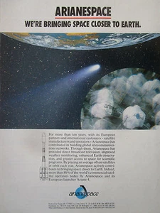 2/1991 PUB ARIANESPACE ARIANE 4 EARTH TV SATELLITE SPACE ESPACE ORIGINAL AD - Picture 1 of 1