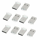 Right Angle Pins PCB Mounting Type A USB 2.0 Male Jack Connector Adapter 10 Pcs