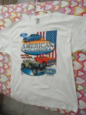 Camiseta clásicos americanos de 1909 a los años 70 2XL ambos lados estampado diferente Foto 1 de 3