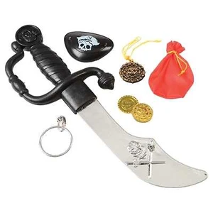 Pirate Kids Party Supplies Plastic Sword Eye Patch Loot Bag Earing Accessories - Picture 1 of 2