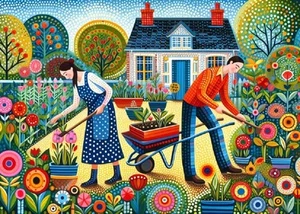 QPuzzles 260 Piece Jigsaw Puzzle - Audrey's Hatbox - Garden Therapy - Picture 1 of 1