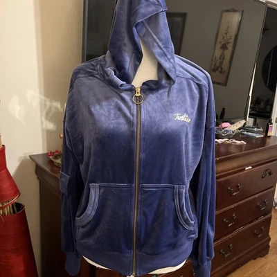 Sudadera con Capucha Justice Girls Terciopelo Carga Suave Bolsillo Cremallera Completa Talla XL 16/18 Violeta Foto 1 de 4