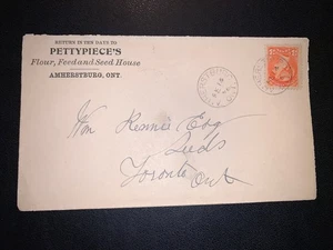 🏴☠️ Amherstburg 1896 Pettypiecés Flour House ILLUSTRATED Advertising Cover CDS - Picture 1 of 3