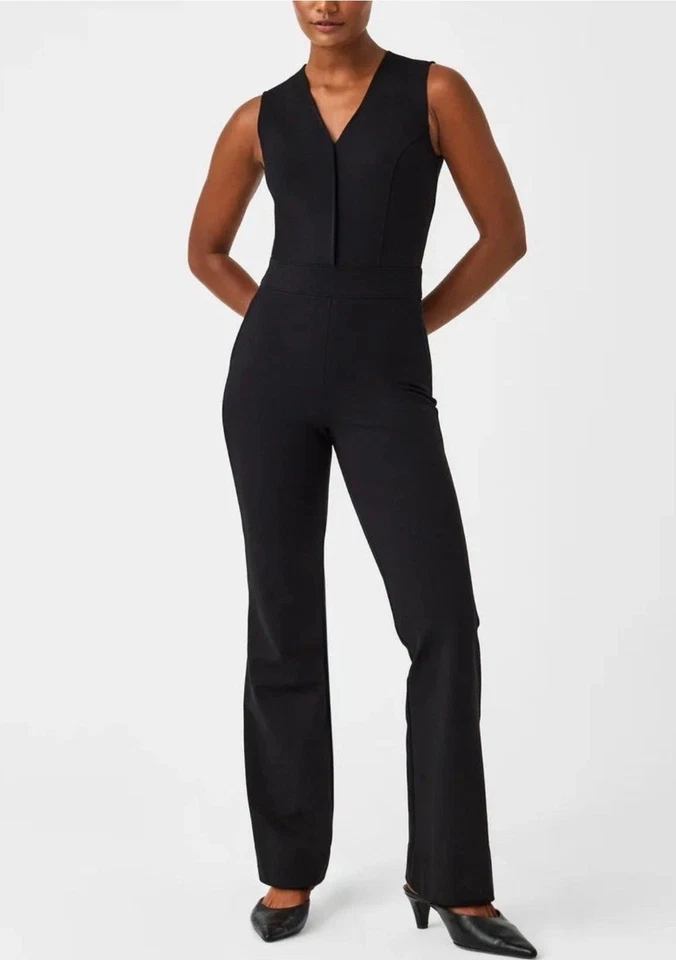 SPANX Sleeveless Jumpsuit Womens Small Flare Leg Stretch Slimming 20383R