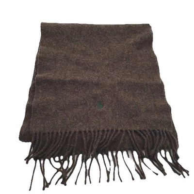 Vintage Polo Ralph Lauren 100% Lana de Cordero Bufanda Marrón Jinete 53x10 Foto 1 de 4