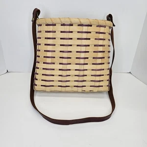 Cestino tessuto a tracolla Amish Farmers Market fatto in casa 4"x11"x10" firmato 2010 - Foto 1 di 14