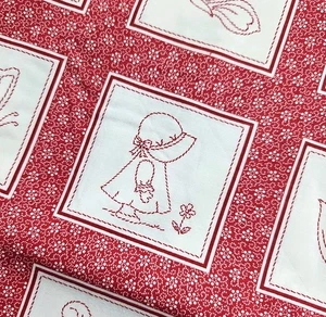 Fabric Lot- Faye Liverman Burgos Redwork Blocks Large & Small Marcus Bros 2+ Yds - Picture 1 of 7