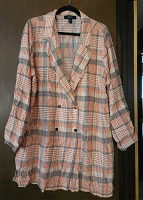 Blazer largo Forever 21+ con botones rojo negro para mujer talla 3x plumero Foto 1 de 3