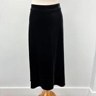 Marks & Spencer Velour Velvet Midi Skirt Size 16 Black Party Christmas VGC - Image 1 of 4