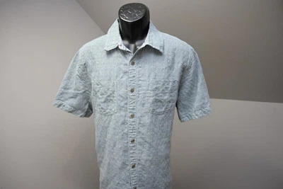 Camisa informal con botones de carbono 2 cobalto azul lino algodón para hombre talla mediana Foto 1 de 4