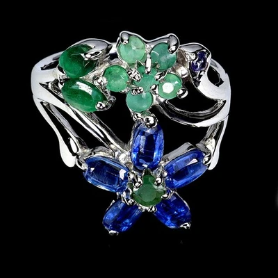 Кольцо из стерлингового серебра 925 пробы с овальным изумрудом кианитом натуральным драгоценным камнем ювелирные изделия размер 7 - Изображение 1 из 4