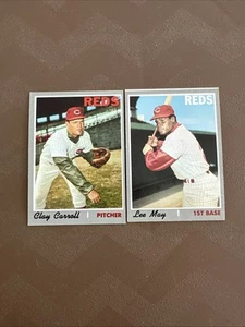 1970 Topps Baseball # 133 Clay Carroll & # 225 Lee May 2 Card Reds Lot - Picture 1 of 2