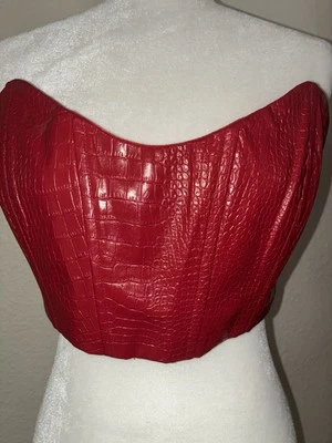 Top Finesse Bustier M imitación cuero rojo  Foto 1 de 4