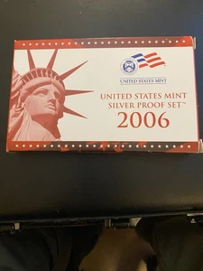 2006 SILVER PROOF SET W/OGP + COA. 10 Coins (1 + 1/3oz Silver) FROM US MINT - Picture 1 of 6