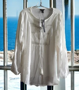 Western Boho Coastal Cowgirl Intro 2X Plus Summer Solstice Tassle Blouse NEW - Picture 1 of 20